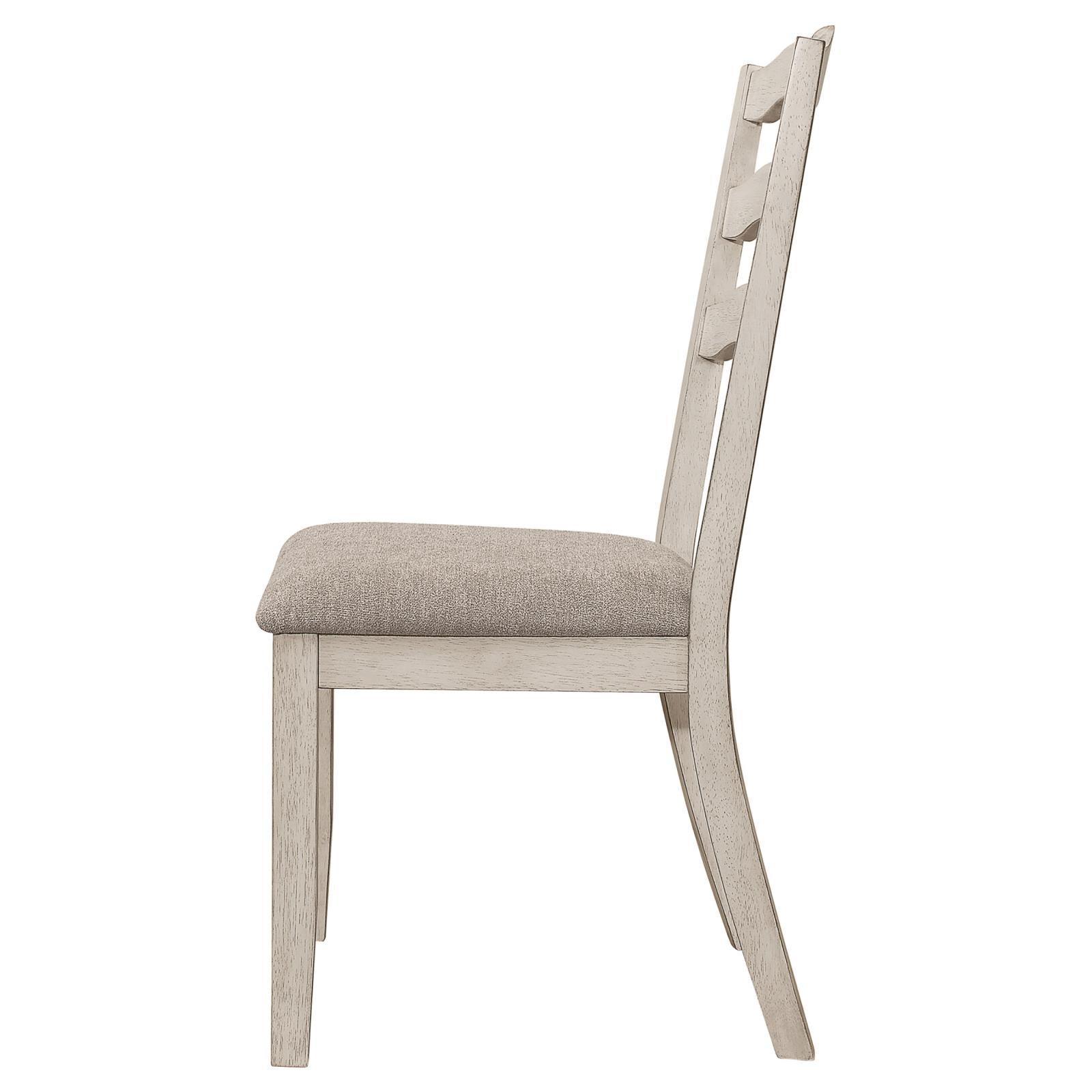 Ronnie Ladder Back Padded Seat Dining Side Chair Khaki And Rustic Cream (Set Of 2) 108052 - Ella Furniture