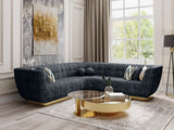 Rosa Midnight Black Premium Chenille Sectional with Gold Base from Ella Furniture