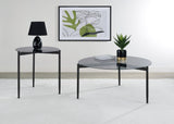 ROSALIE Rosalie Round Smoked Glass Top Coffee Table Sandy Black 710168 - Ella Furniture