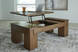 Rosswain Warm Brown Lift-top Coffee Table - Ella Furniture