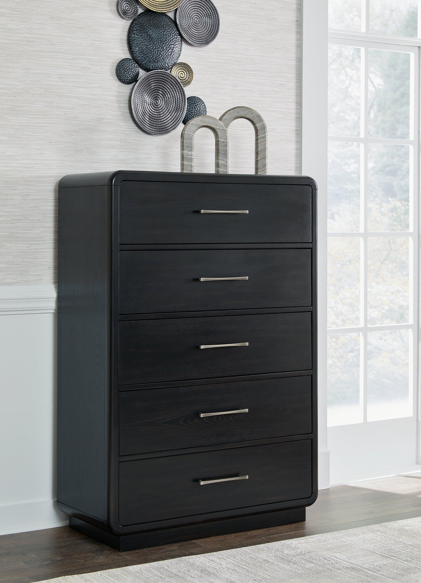 Rowanbeck Black Chest of Drawers - Ella Furniture
