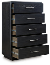 Rowanbeck Black Chest of Drawers - Ella Furniture