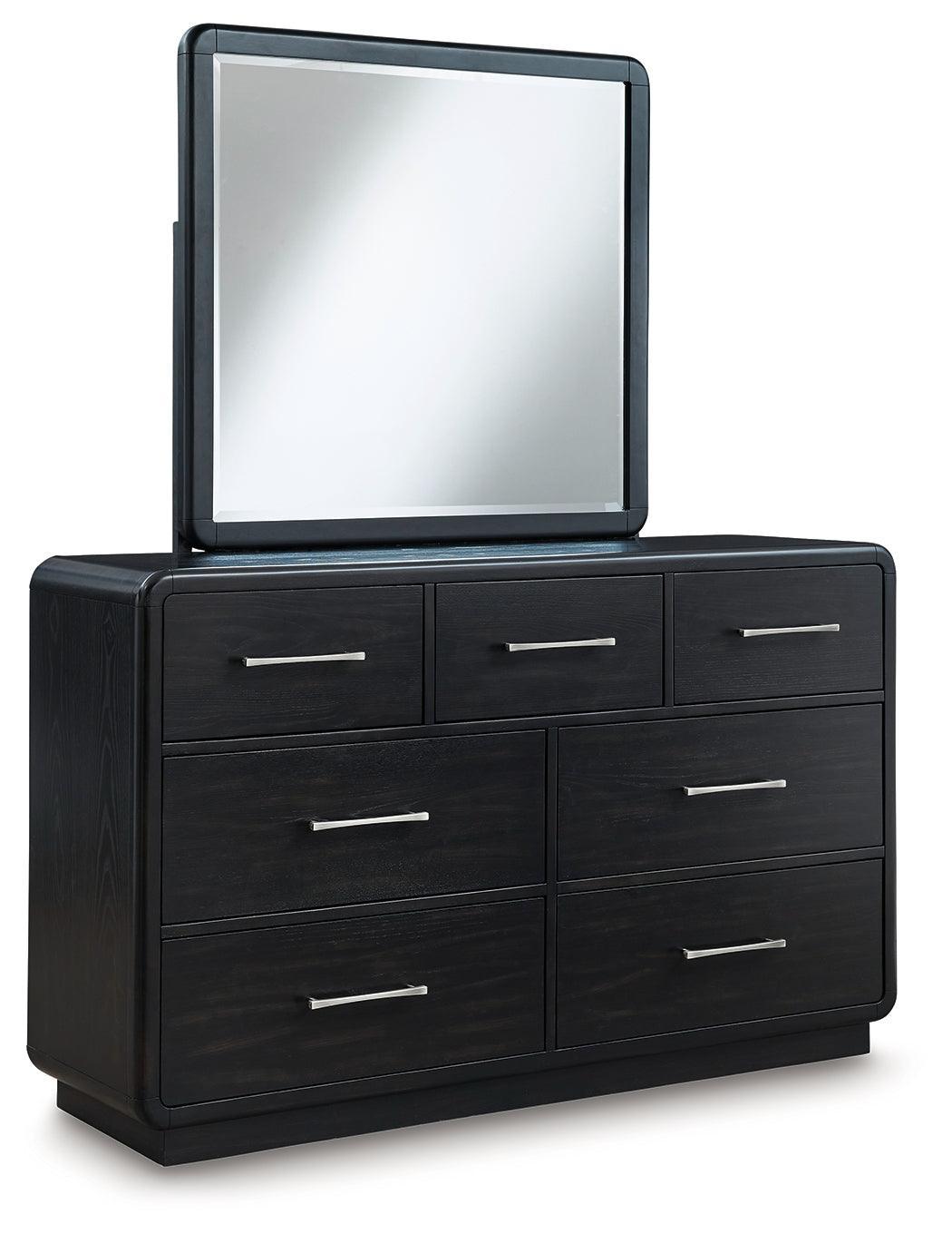 Rowanbeck Black Dresser and Mirror - Ella Furniture
