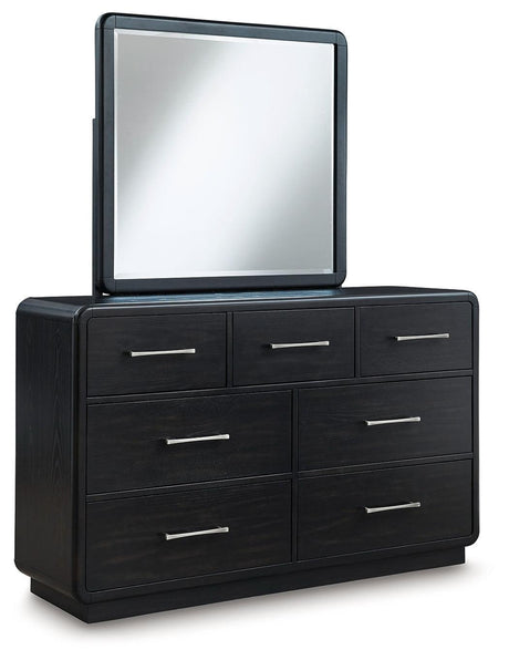 Rowanbeck Black Dresser and Mirror - Ella Furniture