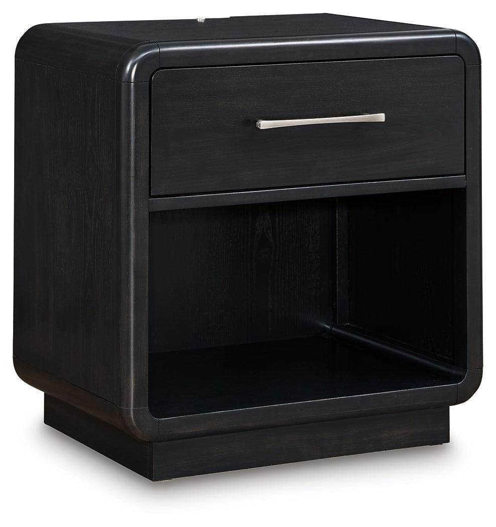 Rowanbeck Black Nightstand - Ella Furniture