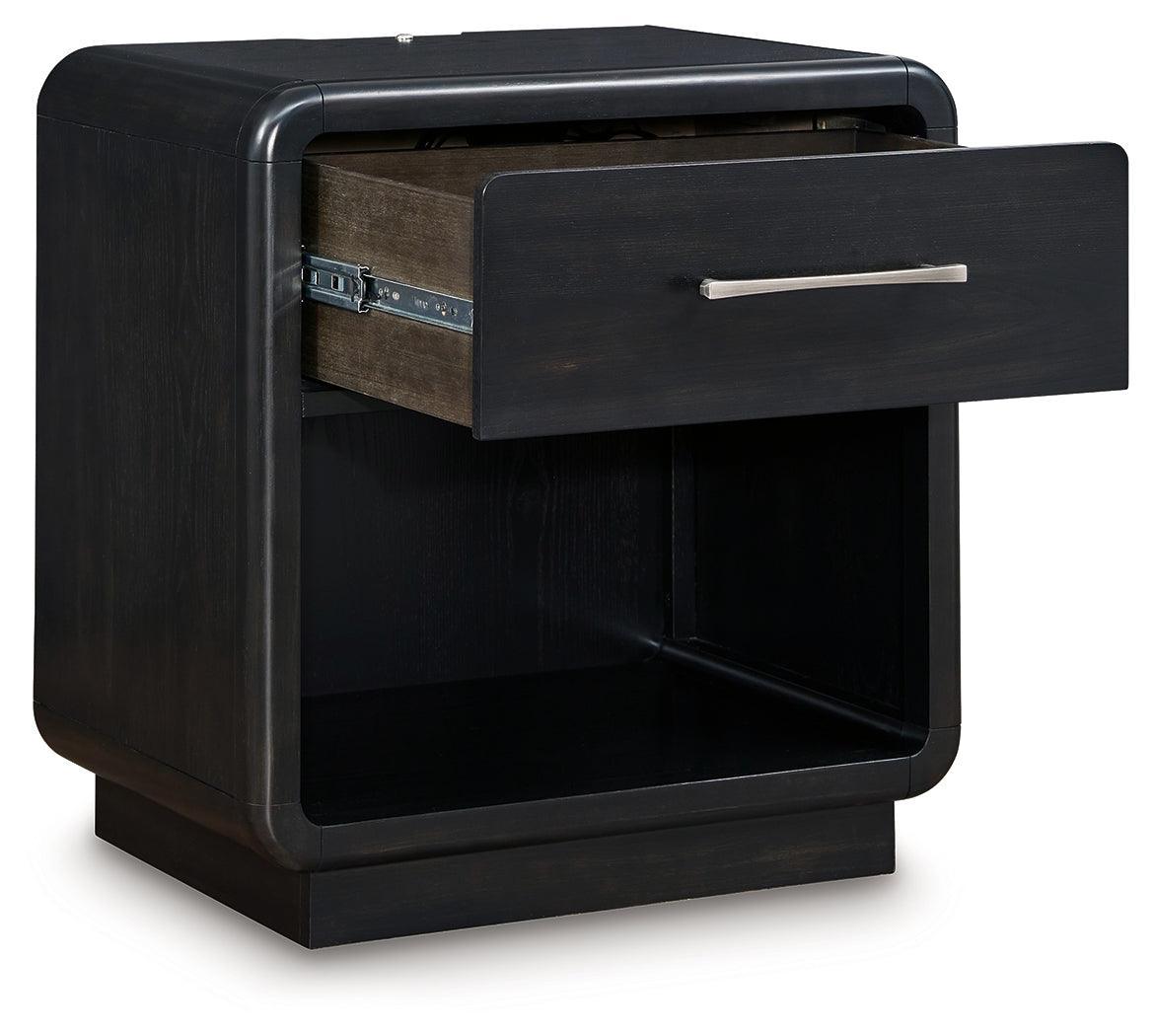 Rowanbeck Black Nightstand - Ella Furniture