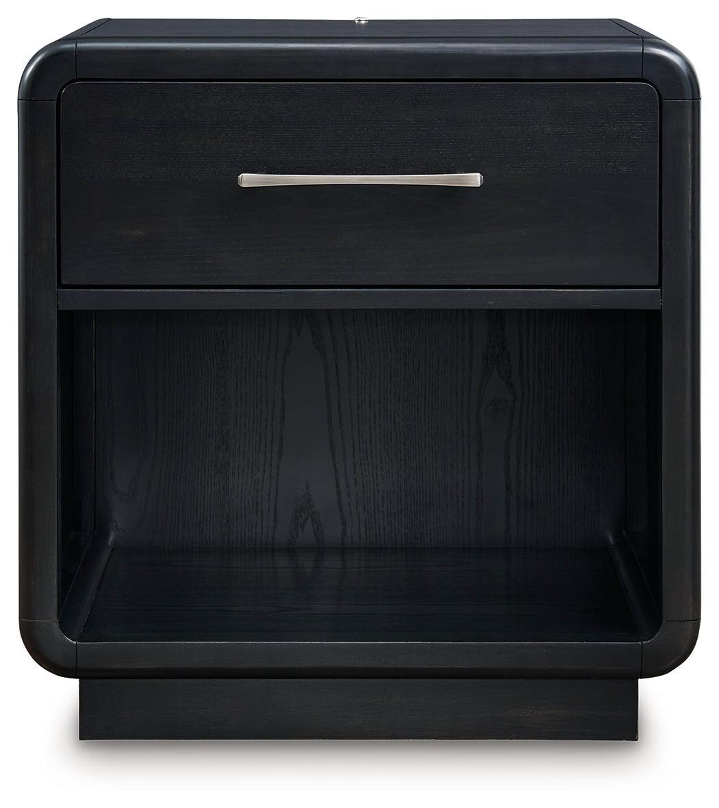 Rowanbeck Black Nightstand - Ella Furniture