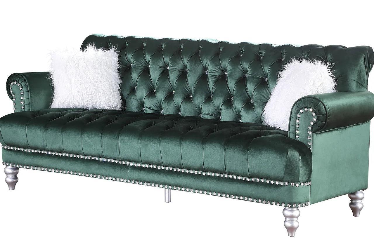 Royal Green Modern Contemporary Wood, Engineered Wood Velvet Tufted Sofa & Loveseat - Ella Furniture