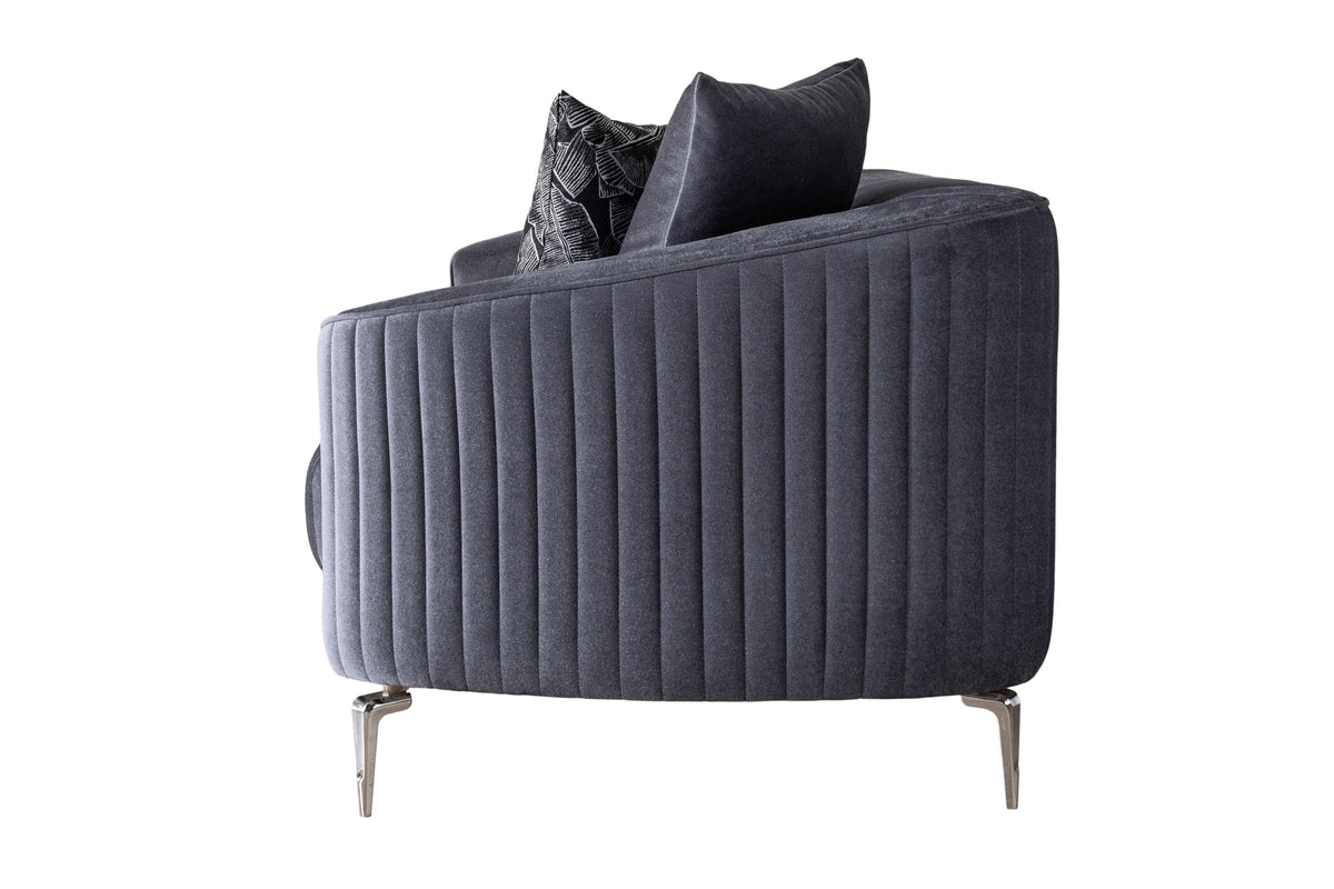 Linda Gray Velvet Sofa 91" & Loveseat 71"