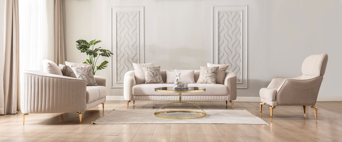 Linda Ivory Velvet Sofa 91" & Loveseat 71"