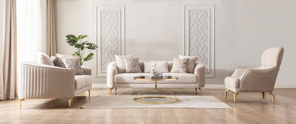 Linda Ivory Velvet Sofa 91" & Loveseat 71"