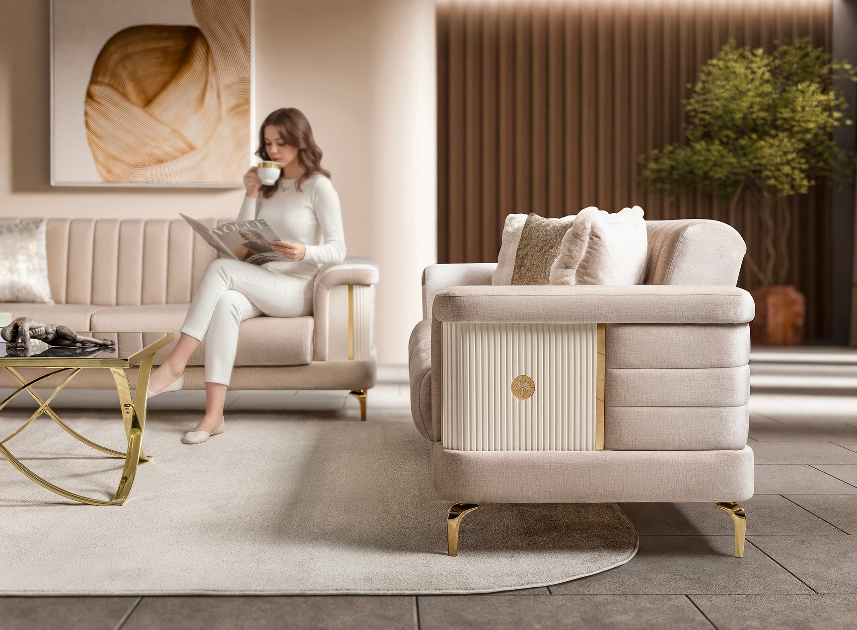 Elano Beige Living Room Set