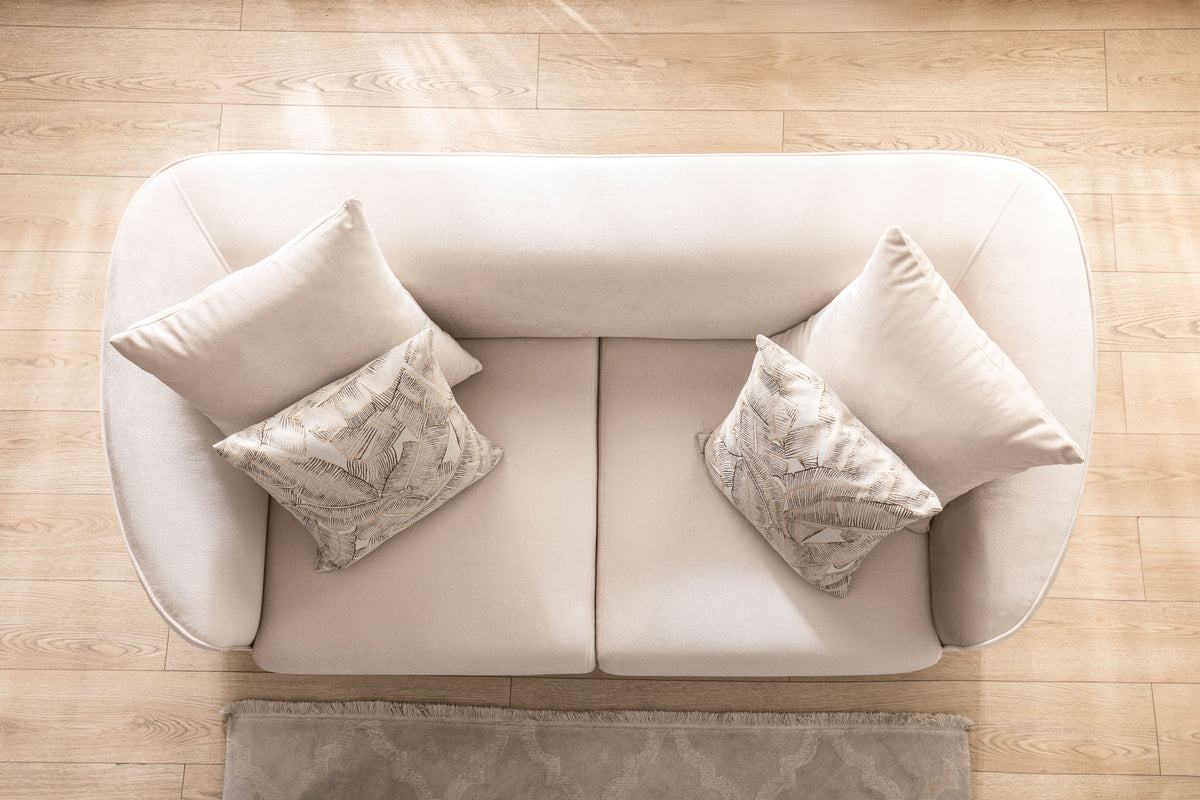 Linda Ivory Velvet Sofa 91" & Loveseat 71"