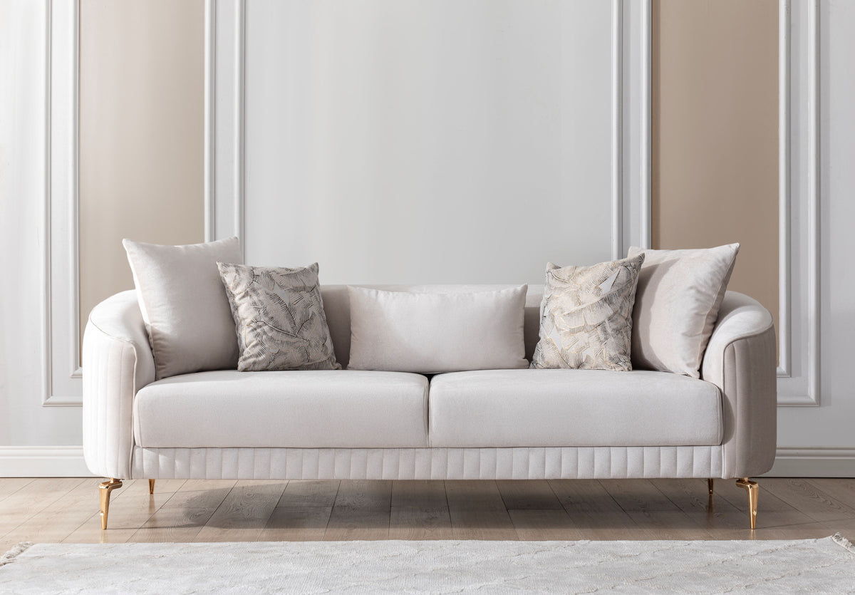 Linda Ivory Velvet Sofa 91" & Loveseat 71"