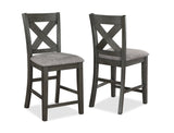 Rufus Gray Wood Fabric Seat Rectangular Counter Height Dining Room Set - Ella Furniture