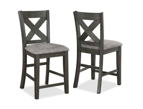 Rufus Gray Wood Fabric Seat Rectangular Counter Height Dining Room Set - Ella Furniture