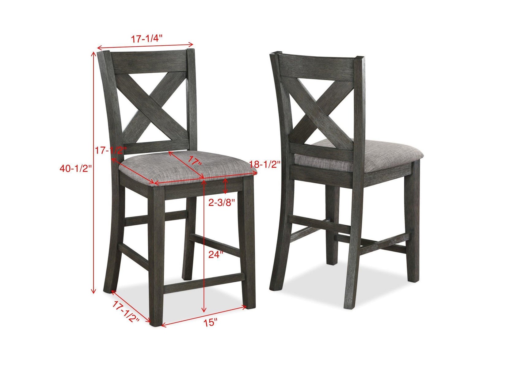 Rufus Gray Wood Fabric Seat Rectangular Counter Height Dining Room Set - Ella Furniture