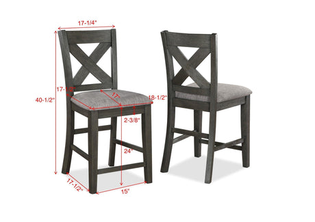 Rufus Gray Wood Fabric Seat Rectangular Counter Height Dining Room Set - Ella Furniture
