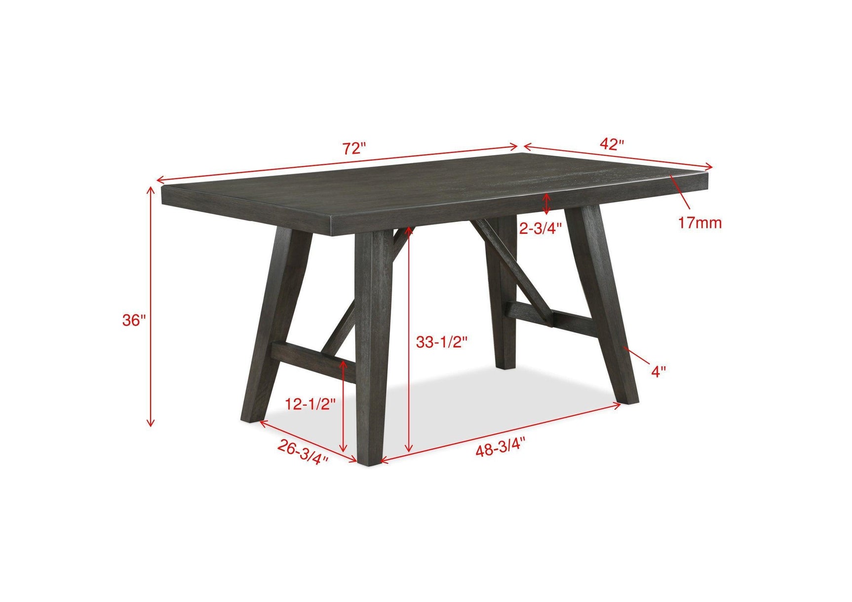 Rufus Gray Wood Fabric Seat Rectangular Counter Height Dining Room Set - Ella Furniture