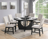 Rupert Black Modern Solid Wood And Veneers Polyester Round Dining Room Set - Ella Furniture