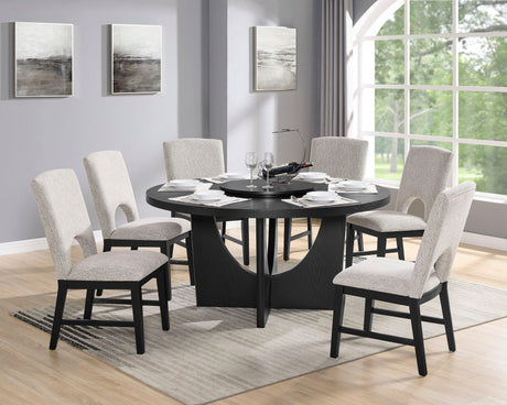 Rupert Black Modern Solid Wood And Veneers Polyester Round Dining Room Set - Ella Furniture