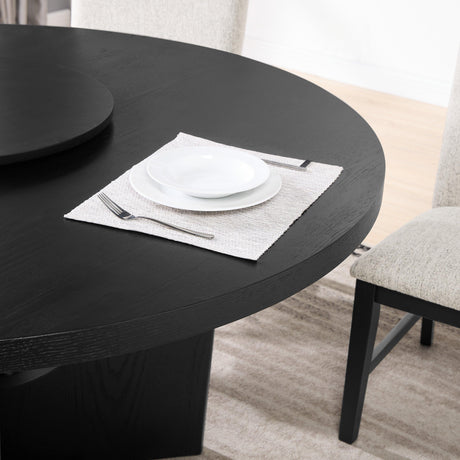 Rupert Black Modern Solid Wood And Veneers Polyester Round Dining Room Set - Ella Furniture