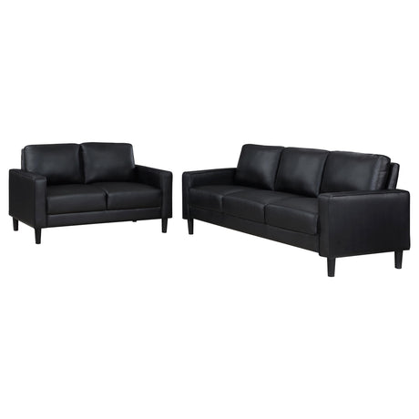 Ruth 2-piece Upholstered Track Arm Sofa Set Black 508361-S2 - Ella Furniture