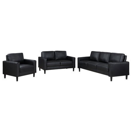 Ruth 3-piece Upholstered Track Arm Sofa Set Black 508361-S3 - Ella Furniture