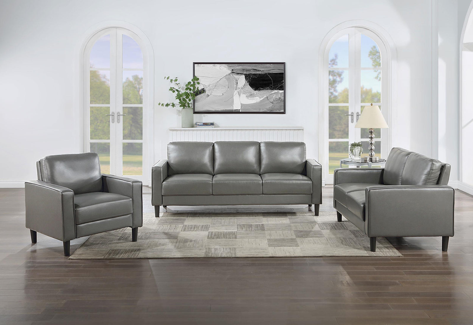 Ruth 3-piece Upholstered Track Arm Sofa Set Grey 508365-S3 - Ella Furniture