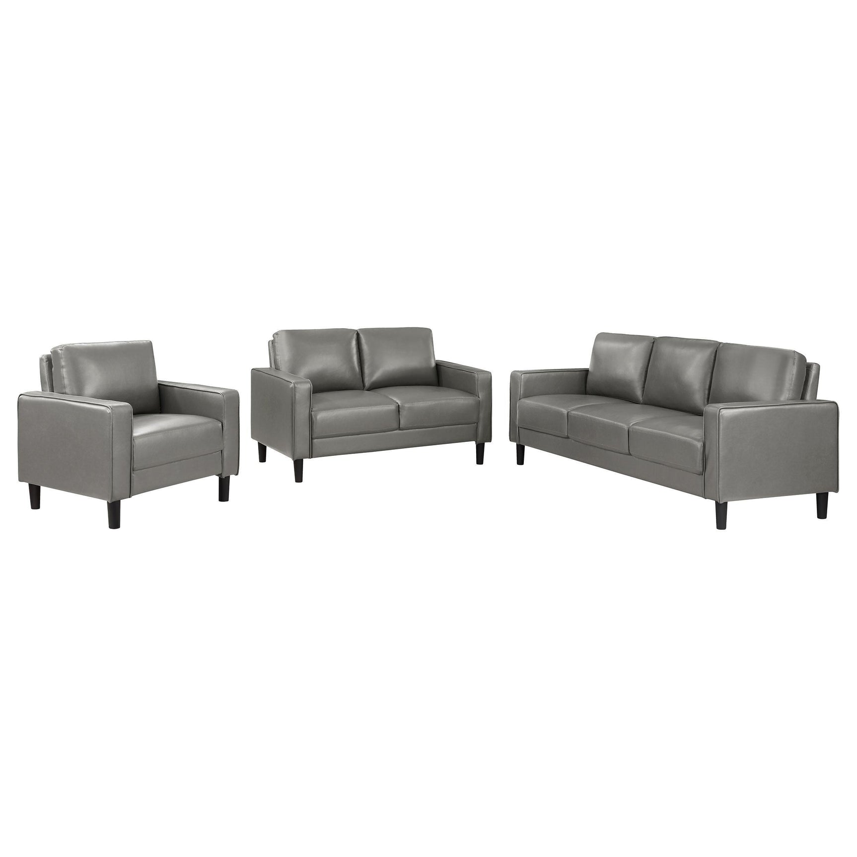 Ruth 3-piece Upholstered Track Arm Sofa Set Grey 508365-S3 - Ella Furniture