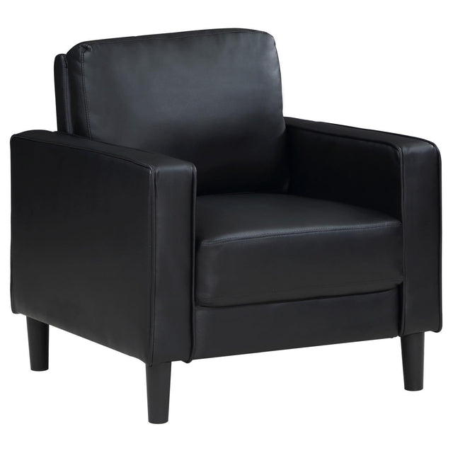 Ruth Upholstered Track Arm Faux Leather Accent Chair Black 508363 - Ella Furniture
