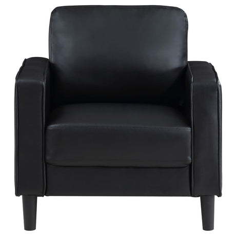 Ruth Upholstered Track Arm Faux Leather Accent Chair Black 508363 - Ella Furniture