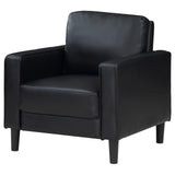 Ruth Upholstered Track Arm Faux Leather Accent Chair Black 508363 - Ella Furniture