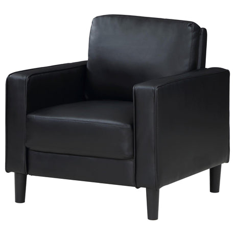 Ruth Upholstered Track Arm Faux Leather Accent Chair Black 508363 - Ella Furniture