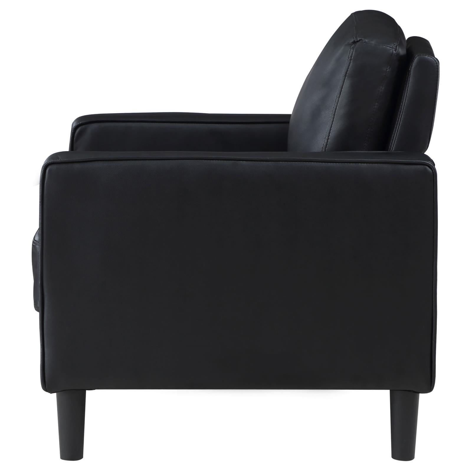 Ruth Upholstered Track Arm Faux Leather Accent Chair Black 508363 - Ella Furniture