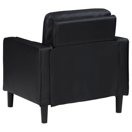 Ruth Upholstered Track Arm Faux Leather Accent Chair Black 508363 - Ella Furniture