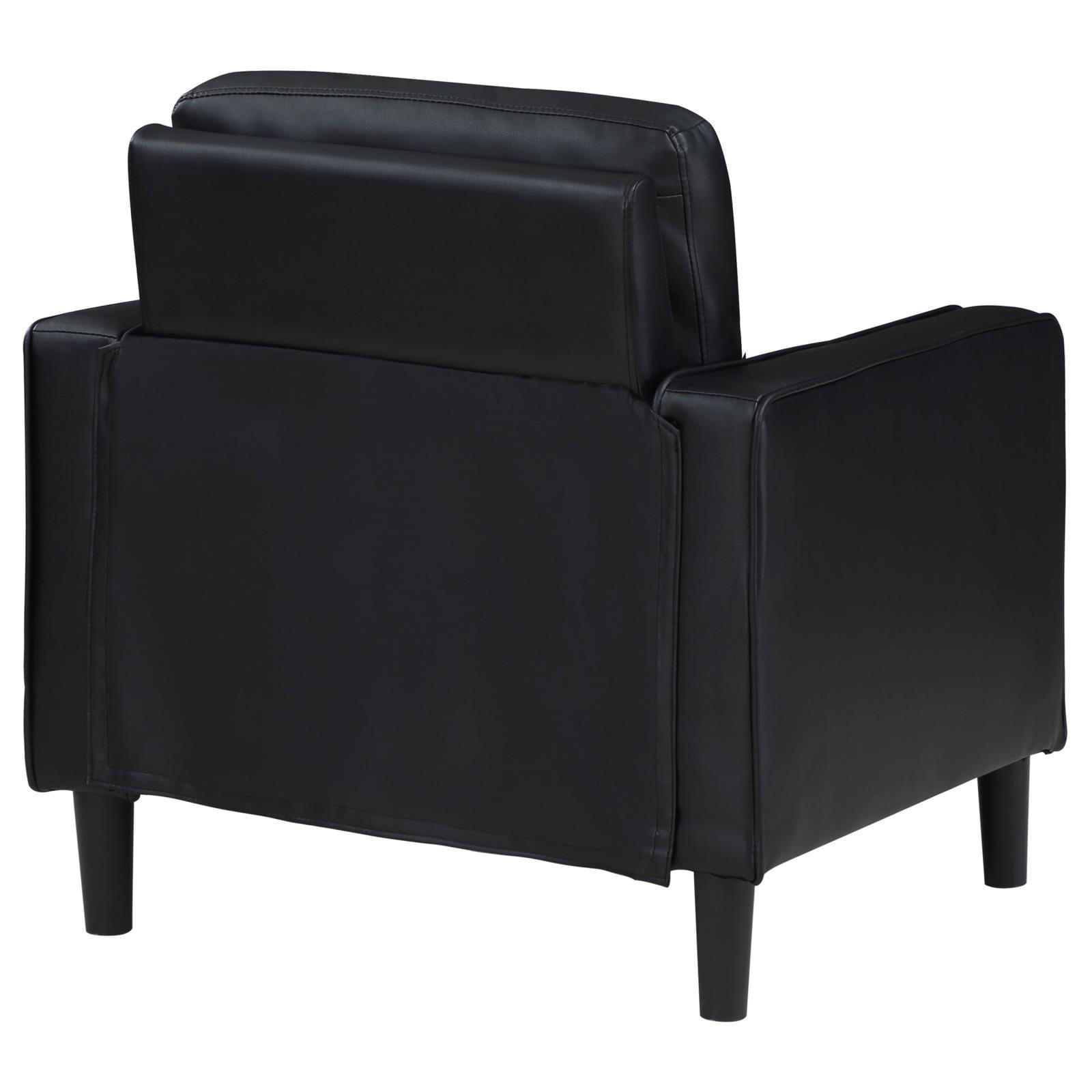 Ruth Upholstered Track Arm Faux Leather Accent Chair Black 508363 - Ella Furniture