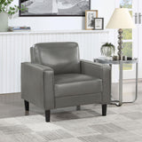 Ruth Upholstered Track Arm Faux Leather Accent Chair Grey 508367 - Ella Furniture