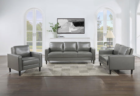 Ruth Upholstered Track Arm Faux Leather Accent Chair Grey 508367 - Ella Furniture