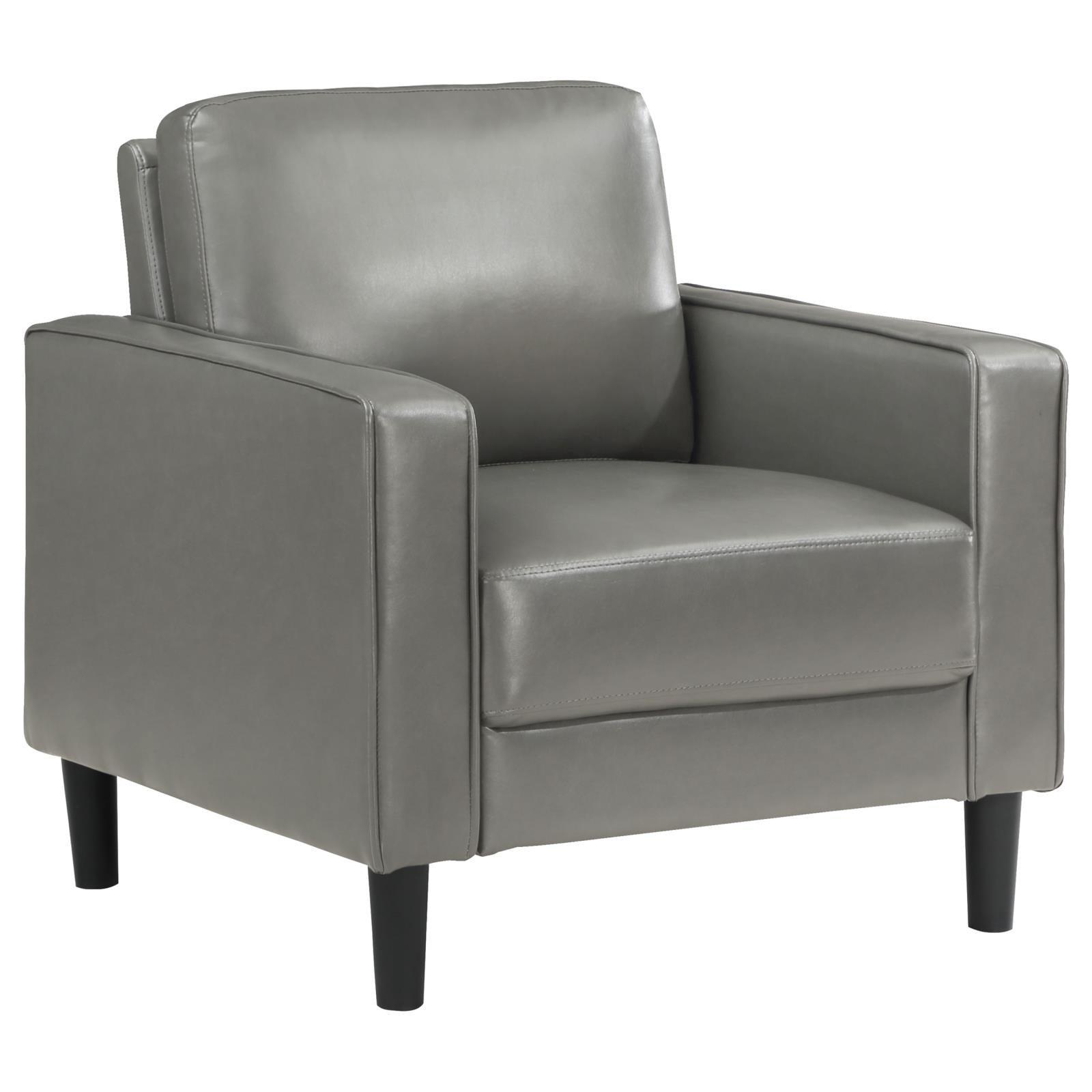 Ruth Upholstered Track Arm Faux Leather Accent Chair Grey 508367 - Ella Furniture