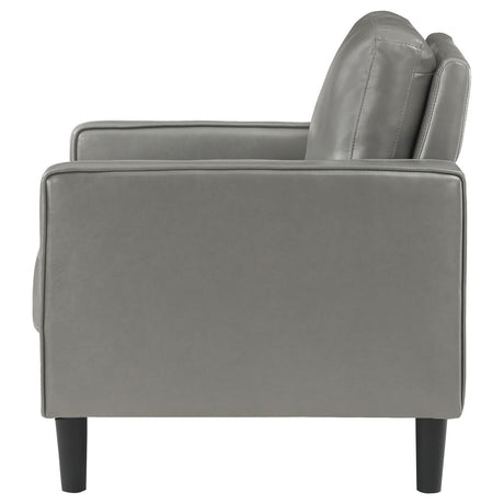 Ruth Upholstered Track Arm Faux Leather Accent Chair Grey 508367 - Ella Furniture