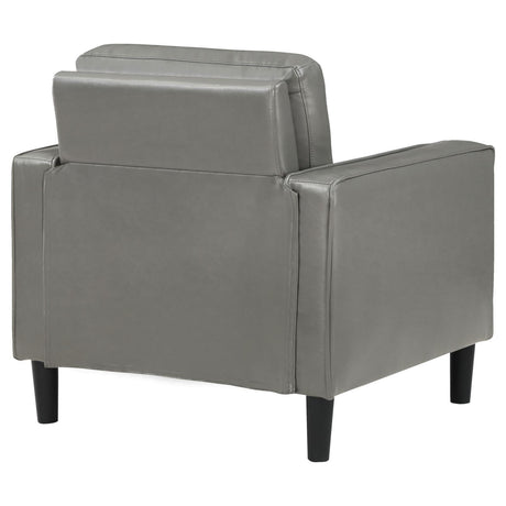 Ruth Upholstered Track Arm Faux Leather Accent Chair Grey 508367 - Ella Furniture