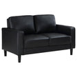 Ruth Upholstered Track Arm Faux Leather Loveseat Black 508362 - Ella Furniture