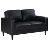 Ruth Upholstered Track Arm Faux Leather Loveseat Black 508362 - Ella Furniture