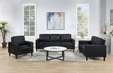 Ruth Upholstered Track Arm Faux Leather Loveseat Black 508362 - Ella Furniture
