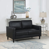 Ruth Upholstered Track Arm Faux Leather Loveseat Black 508362 - Ella Furniture
