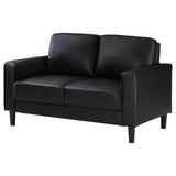 Ruth Upholstered Track Arm Faux Leather Loveseat Black 508362 - Ella Furniture