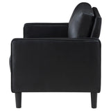 Ruth Upholstered Track Arm Faux Leather Loveseat Black 508362 - Ella Furniture