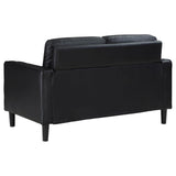Ruth Upholstered Track Arm Faux Leather Loveseat Black 508362 - Ella Furniture