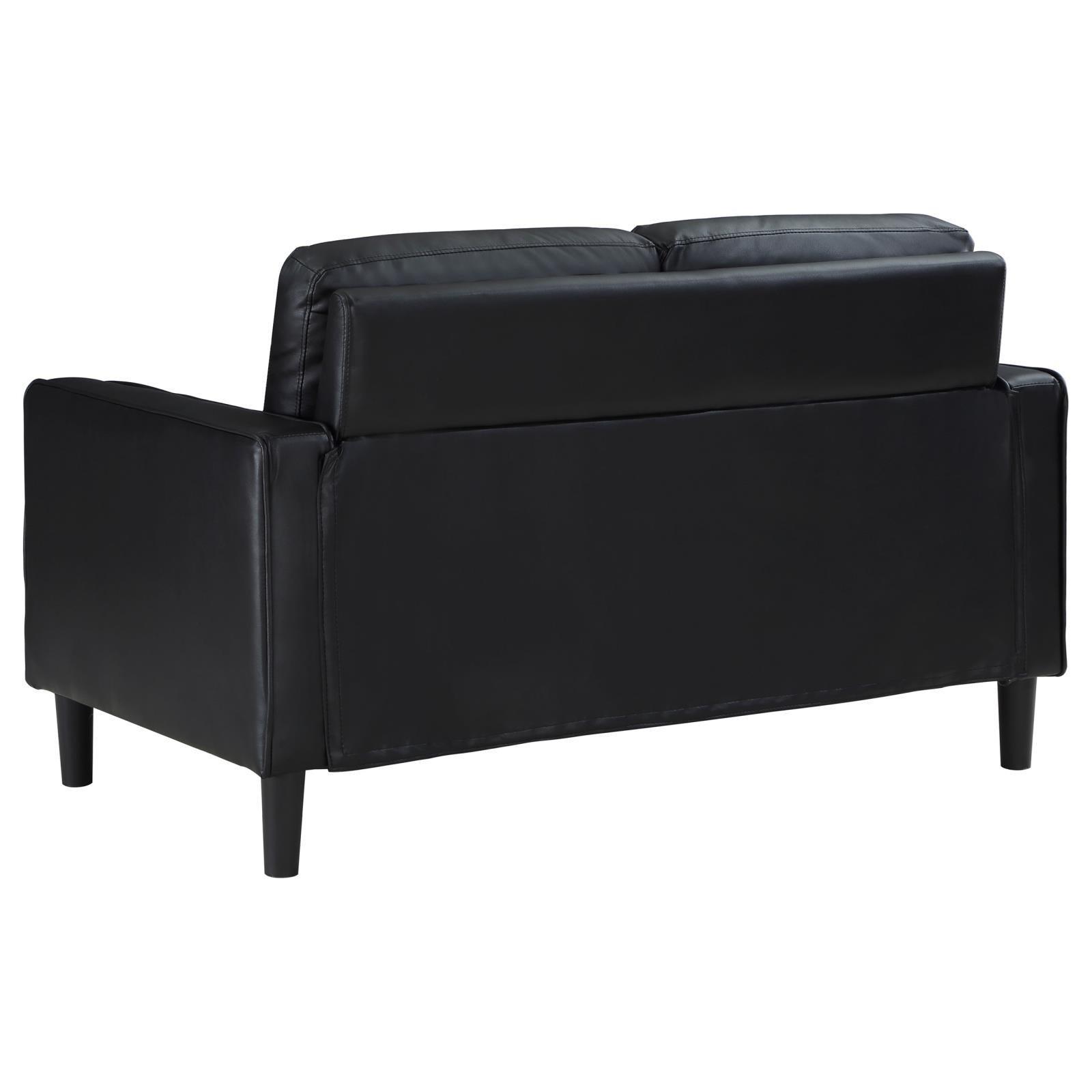 Ruth Upholstered Track Arm Faux Leather Loveseat Black 508362 - Ella Furniture